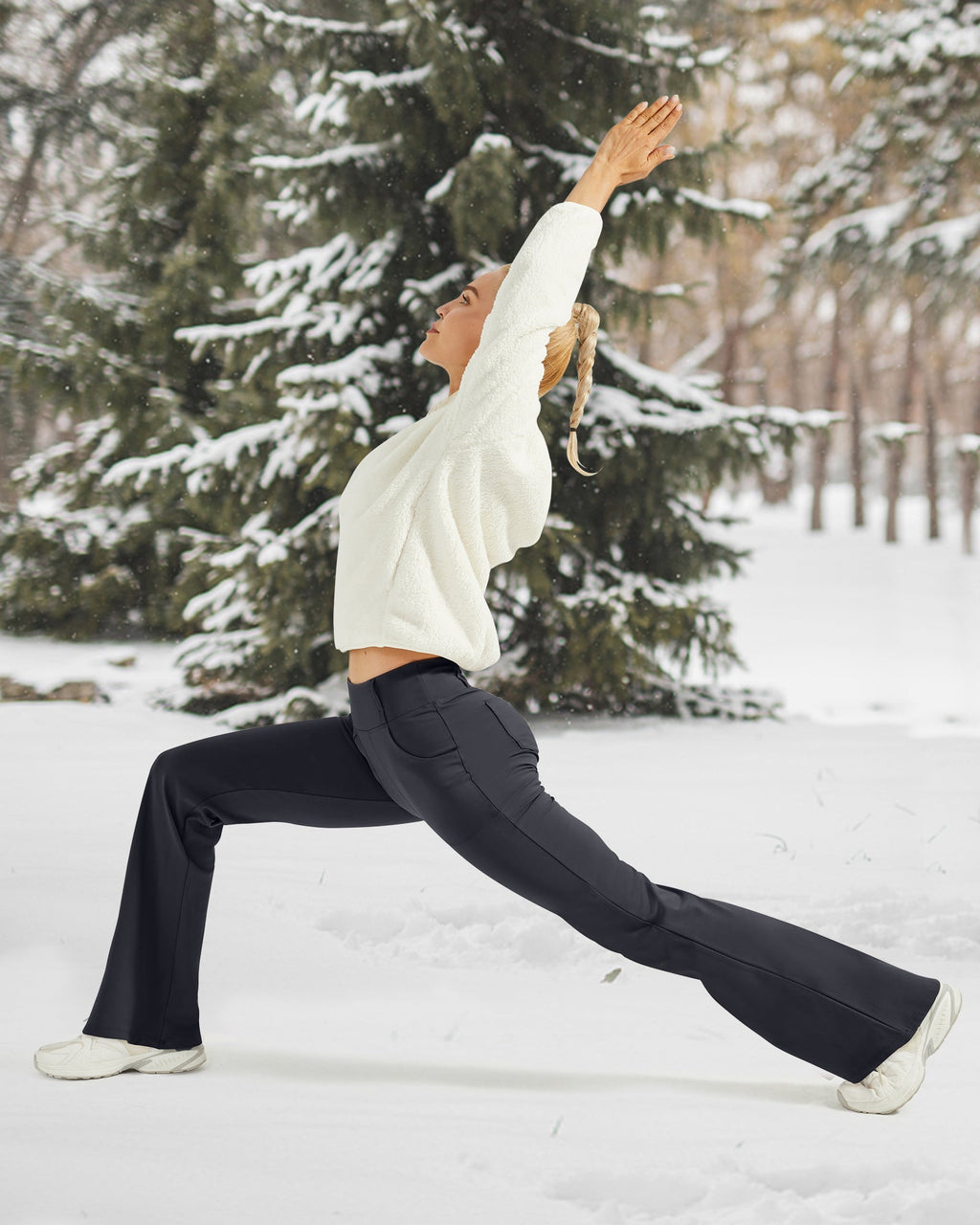 Fleece Lined High-Waist Work Flare Pants