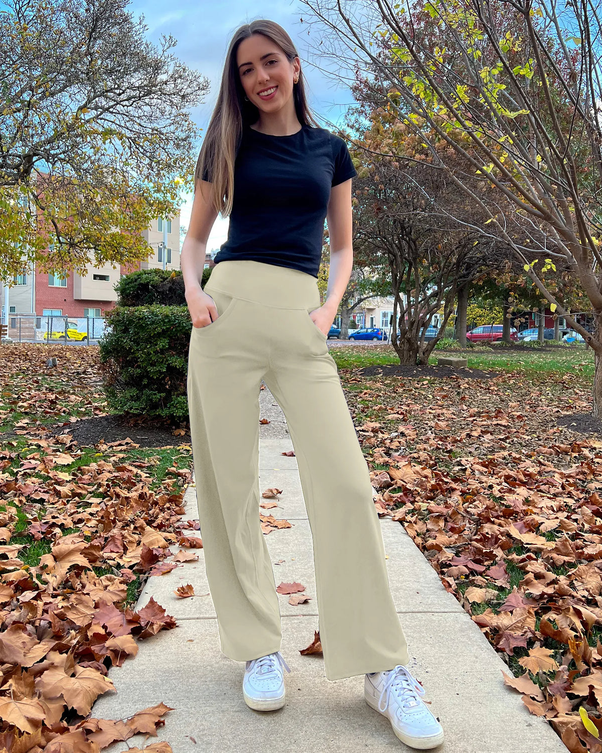 Wide Leg Pants Woman Yoga Pants with Pockets Regular