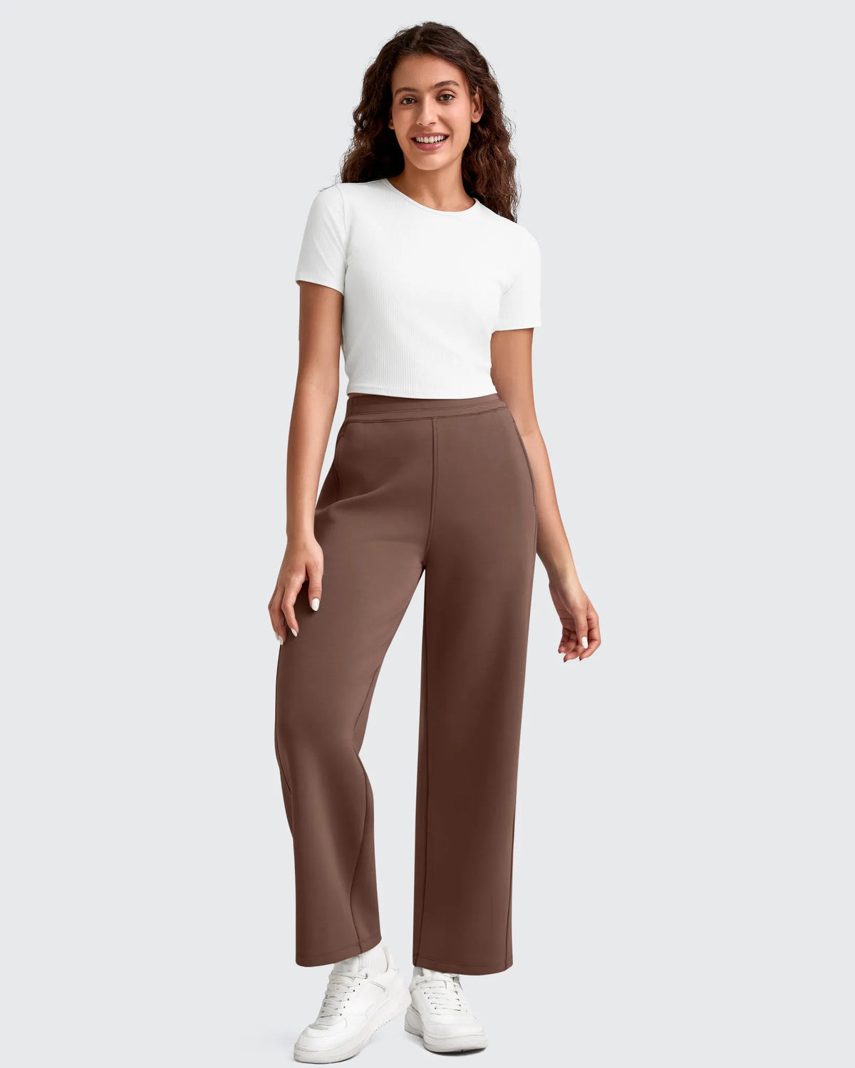 Smoofit Elastic Waist Wide Leg Ankle Sweatpants