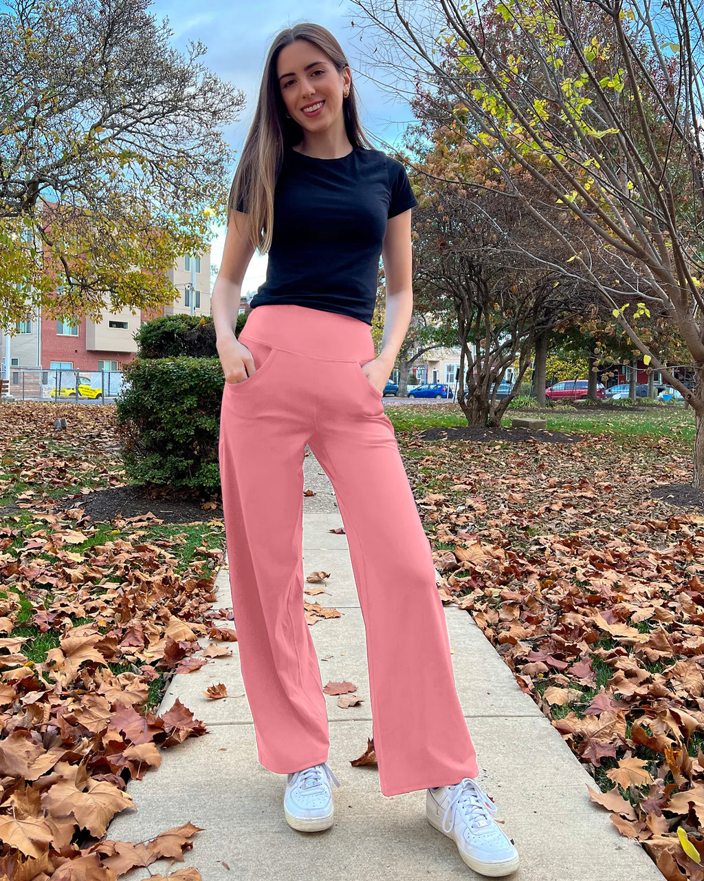 Wide Leg Pants Woman Yoga Pants with Pockets Regular