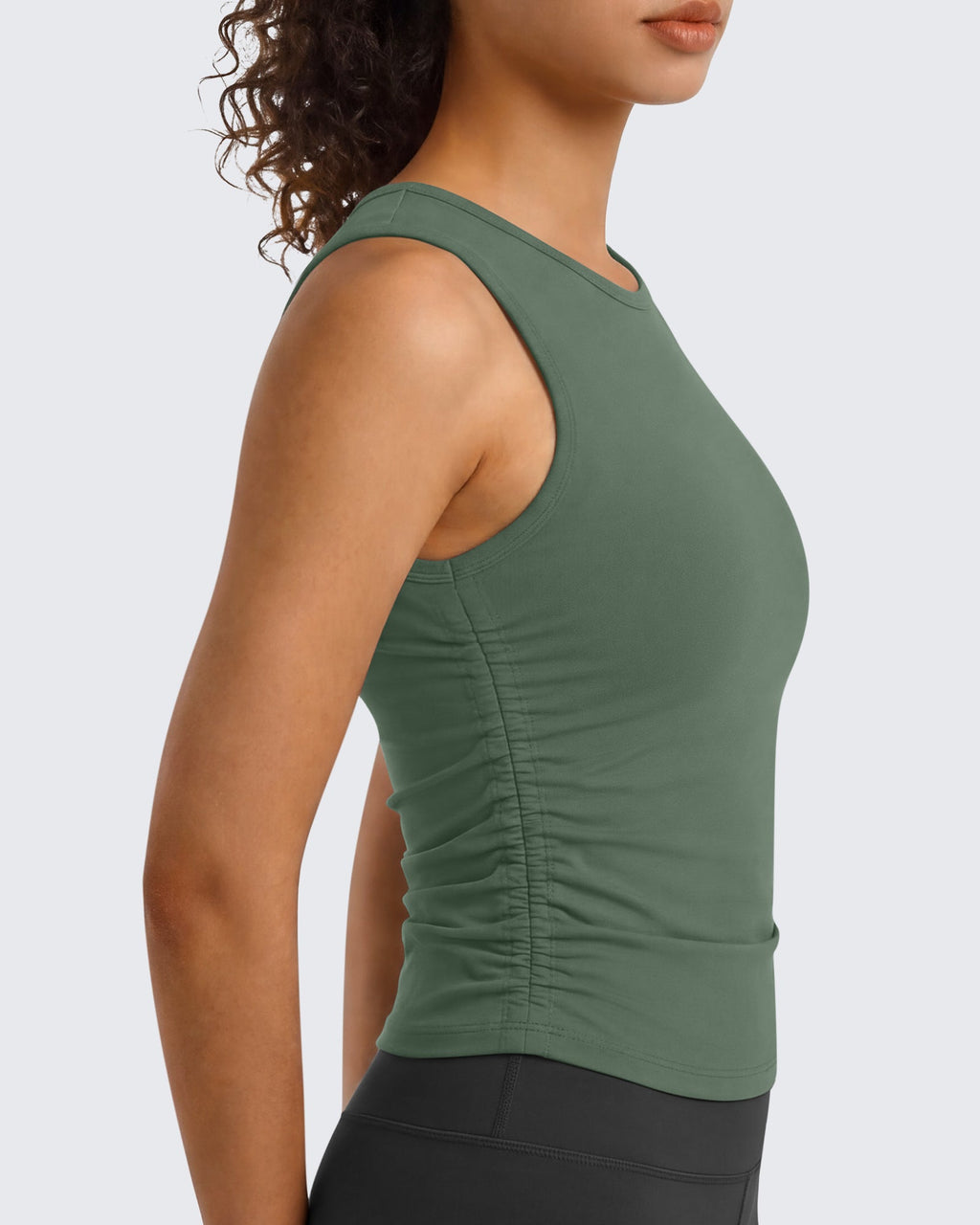 G4Free BareFeel Ruched High Neck Yoga Tank Top