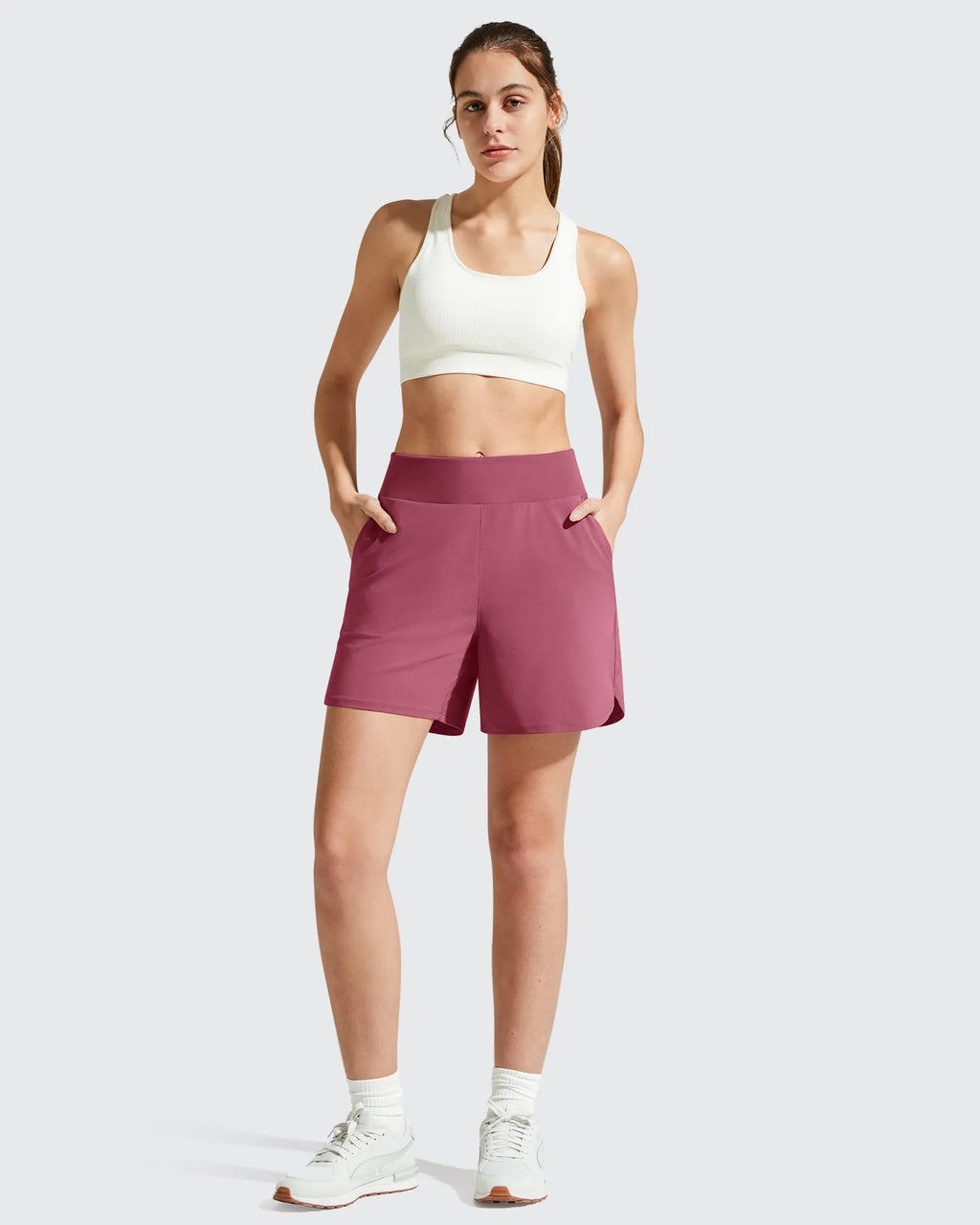 Chillwhisp Built-in Brief Liner High Waist Athletic Shorts