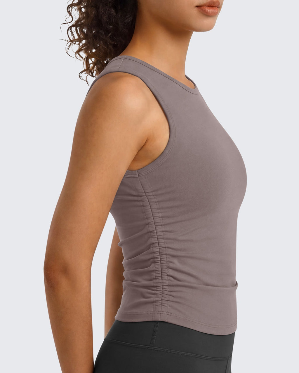 G4Free BareFeel Ruched High Neck Yoga Tank Top