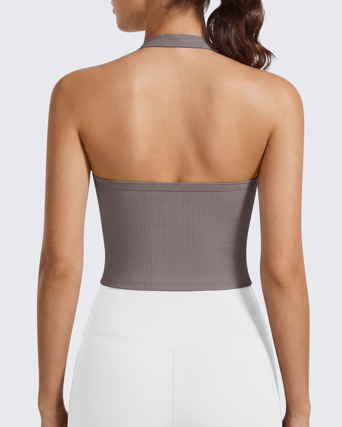 G4Free Ribbed Backless Halter Crop Cami