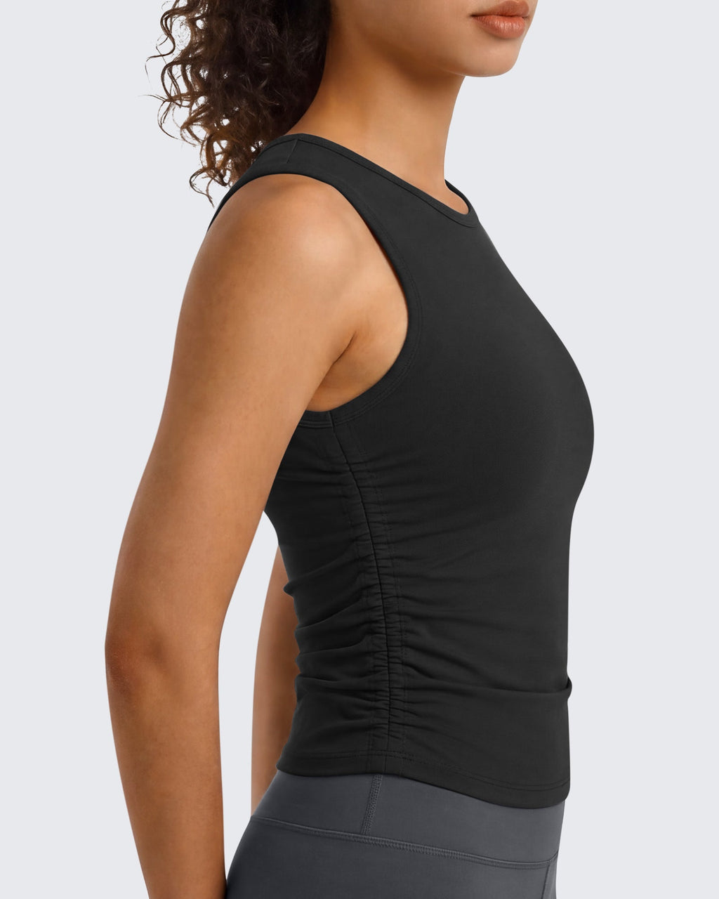 G4Free BareFeel Ruched High Neck Yoga Tank Top