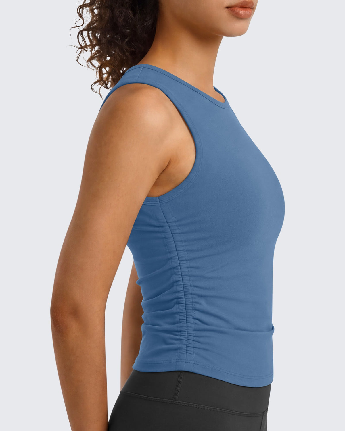 G4Free BareFeel Ruched High Neck Yoga Tank Top