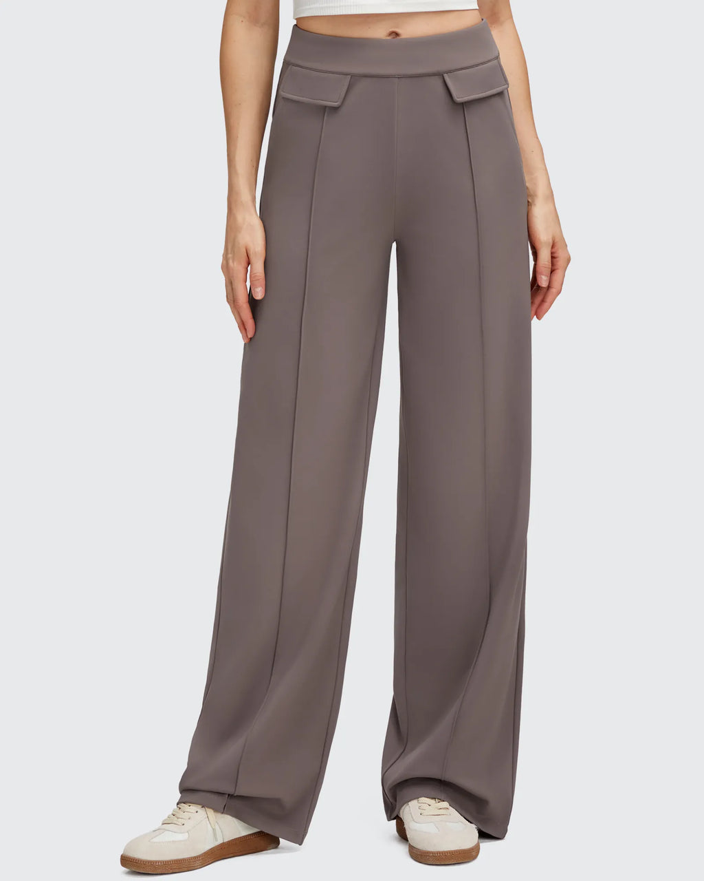 EverGoing Flap Pockets Wide Leg Dressy Pants