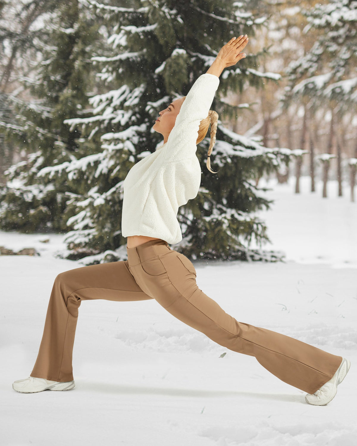 Fleece Lined High-Waist Work Flare Pants