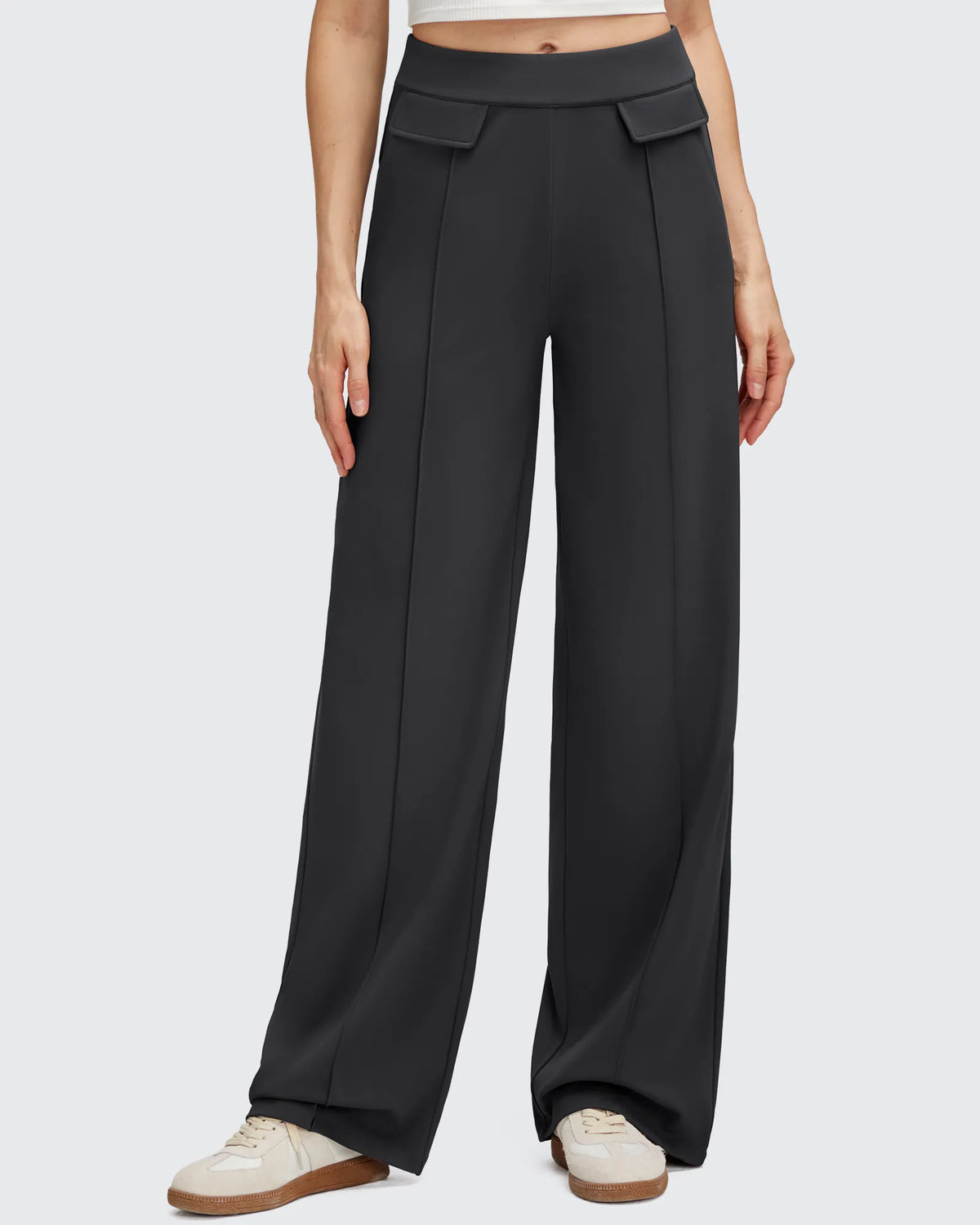 EverGoing Flap Pockets Wide Leg Dressy Pants