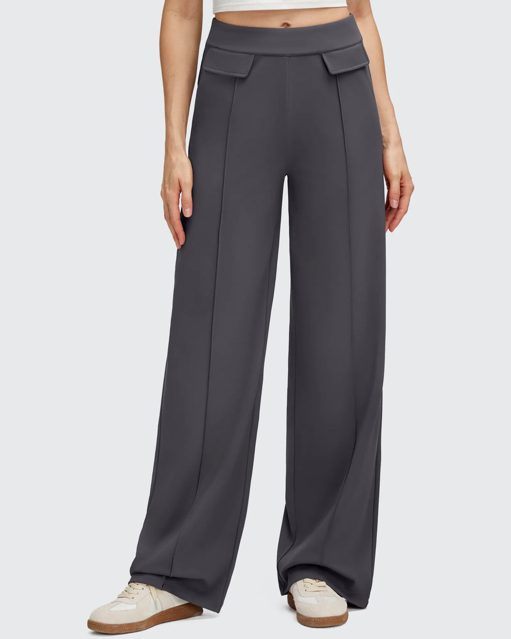 EverGoing Flap Pockets Wide Leg Dressy Pants