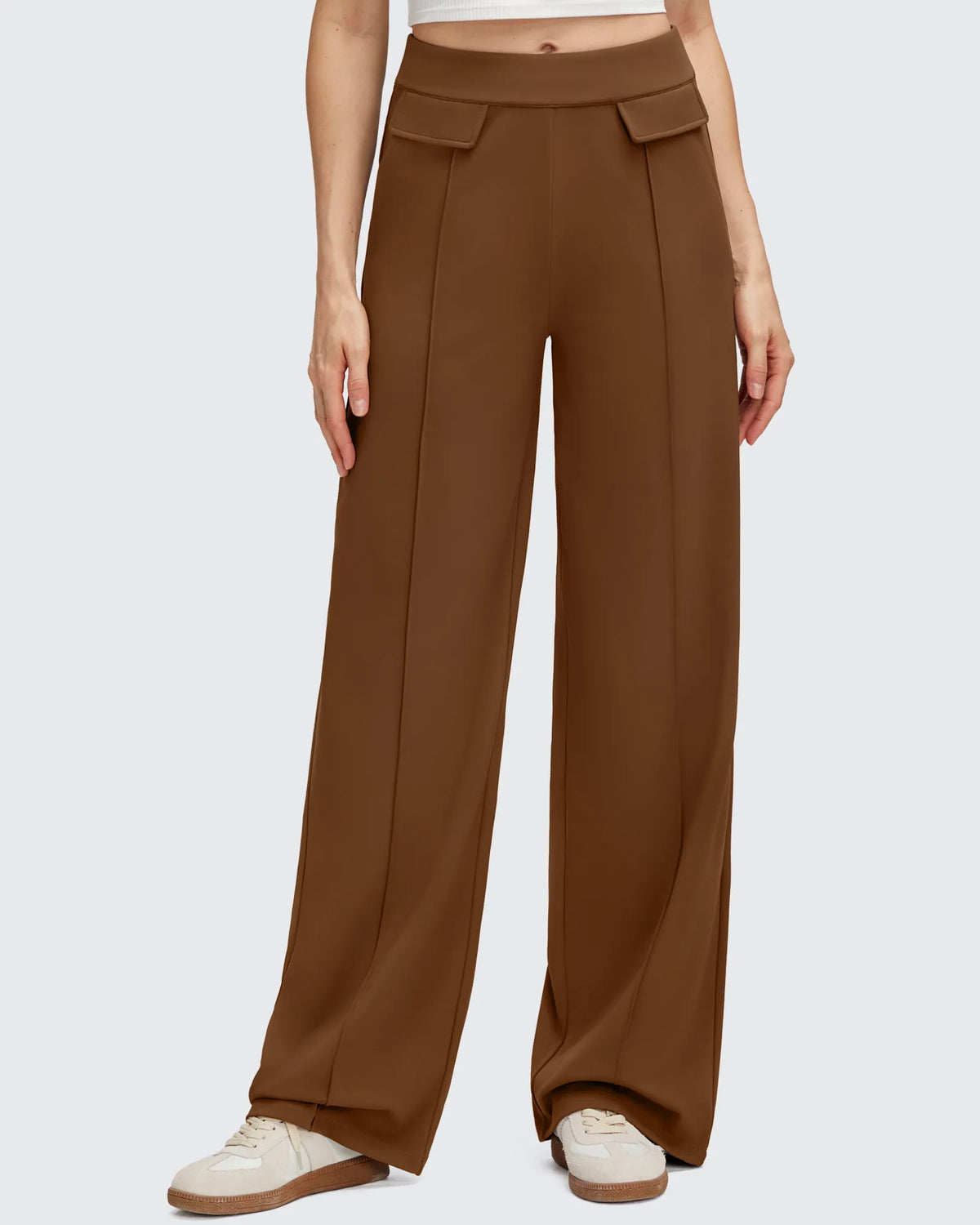 EverGoing Flap Pockets Wide Leg Dressy Pants