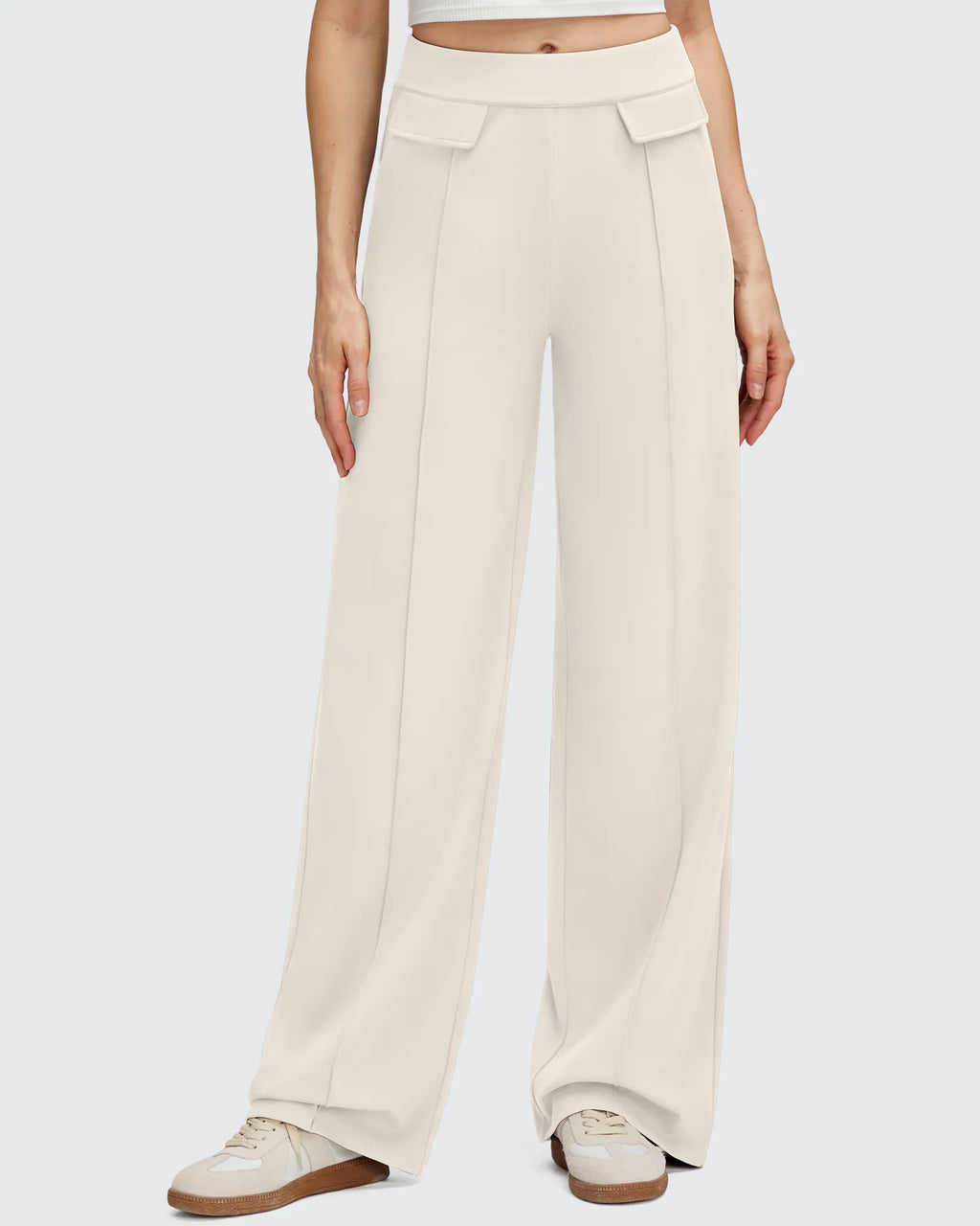 EverGoing Flap Pockets Wide Leg Dressy Pants