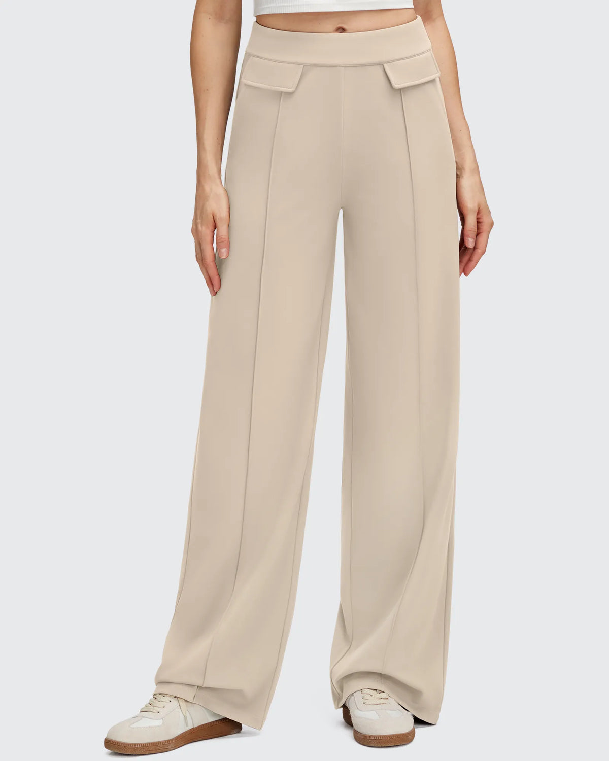 EverGoing Flap Pockets Wide Leg Dressy Pants
