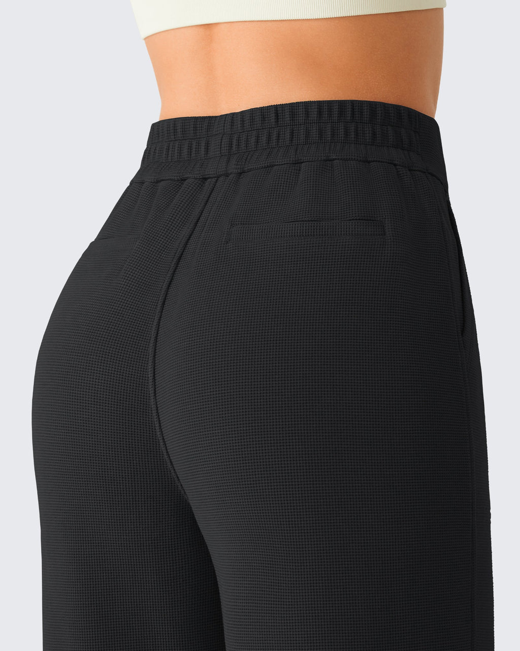 G4Free Waffle Wide Leg Pull On Dress Pants High Waisted Stretchy