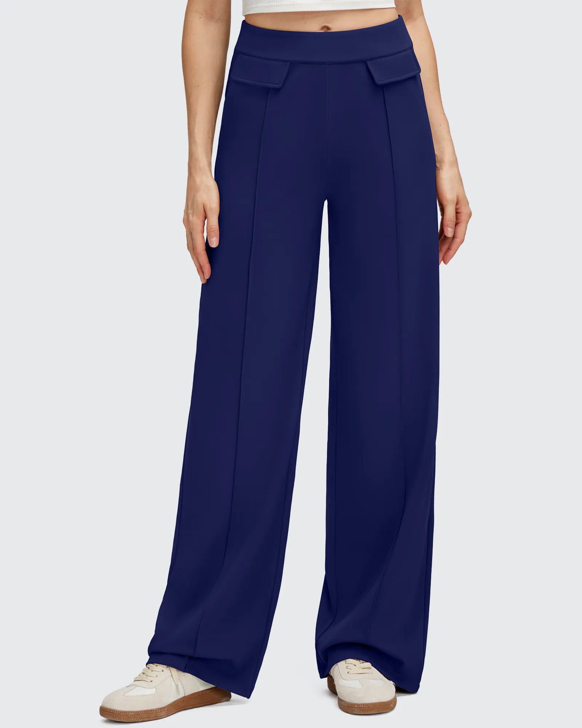 EverGoing Flap Pockets Wide Leg Dressy Pants