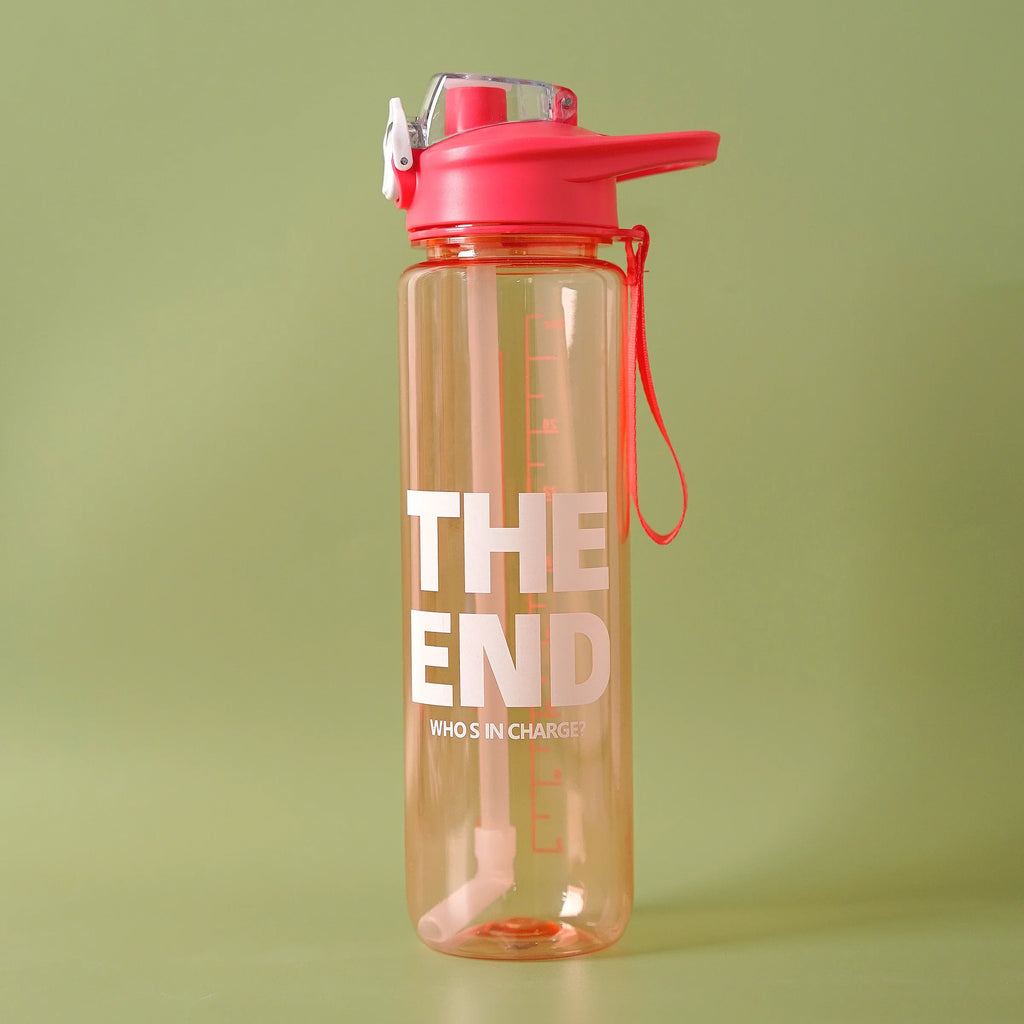 The End Plastic Water Bottle with Handle n Ribbon