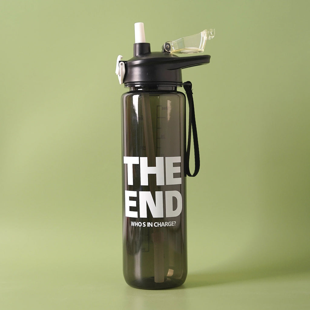 The End Plastic Water Bottle with Handle n Ribbon