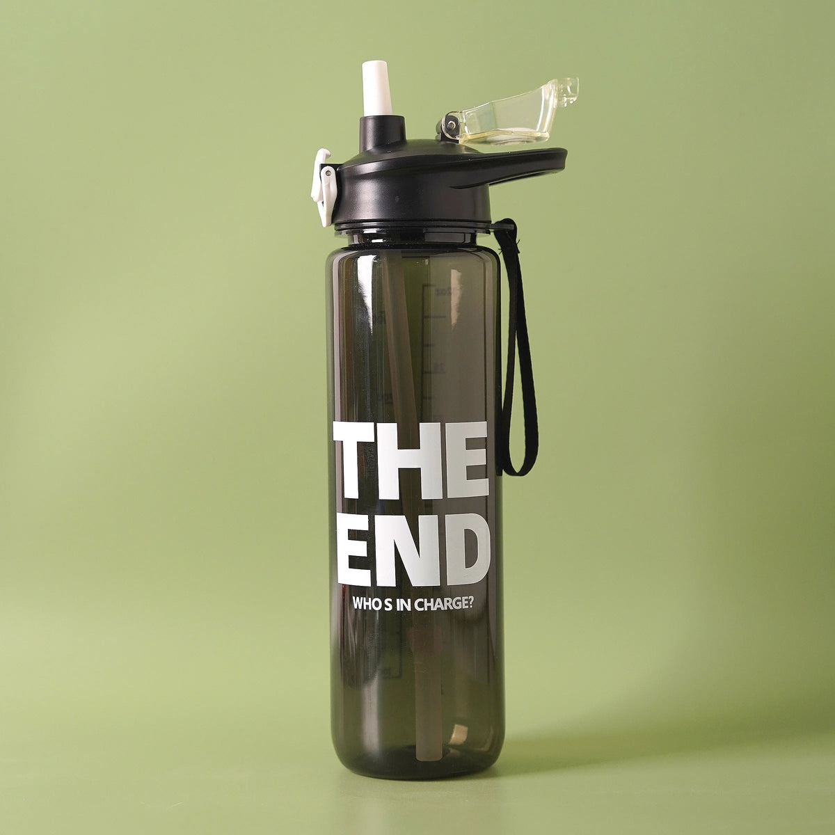 The End Plastic Water Bottle with Handle n Ribbon