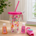 Double Layer ACRYLIC Cup With Hand Sanitizer - Flower - Minor Crack