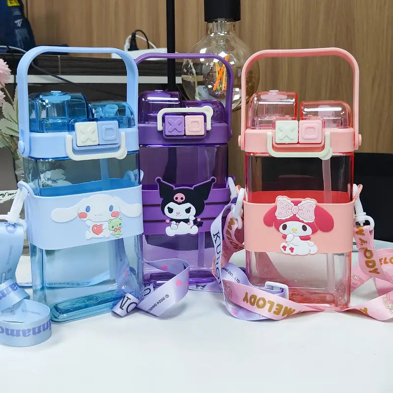 Sanrio Plastic Water Bottle with Dual Dirnking Mode