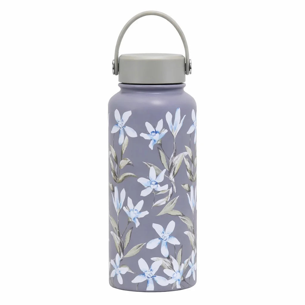 Floral Design Thermal Water Bottle with Handle