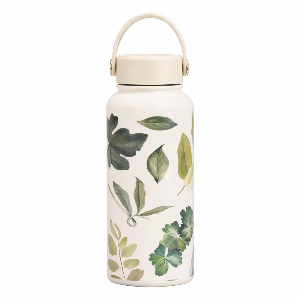 Floral Design Thermal Water Bottle with Handle