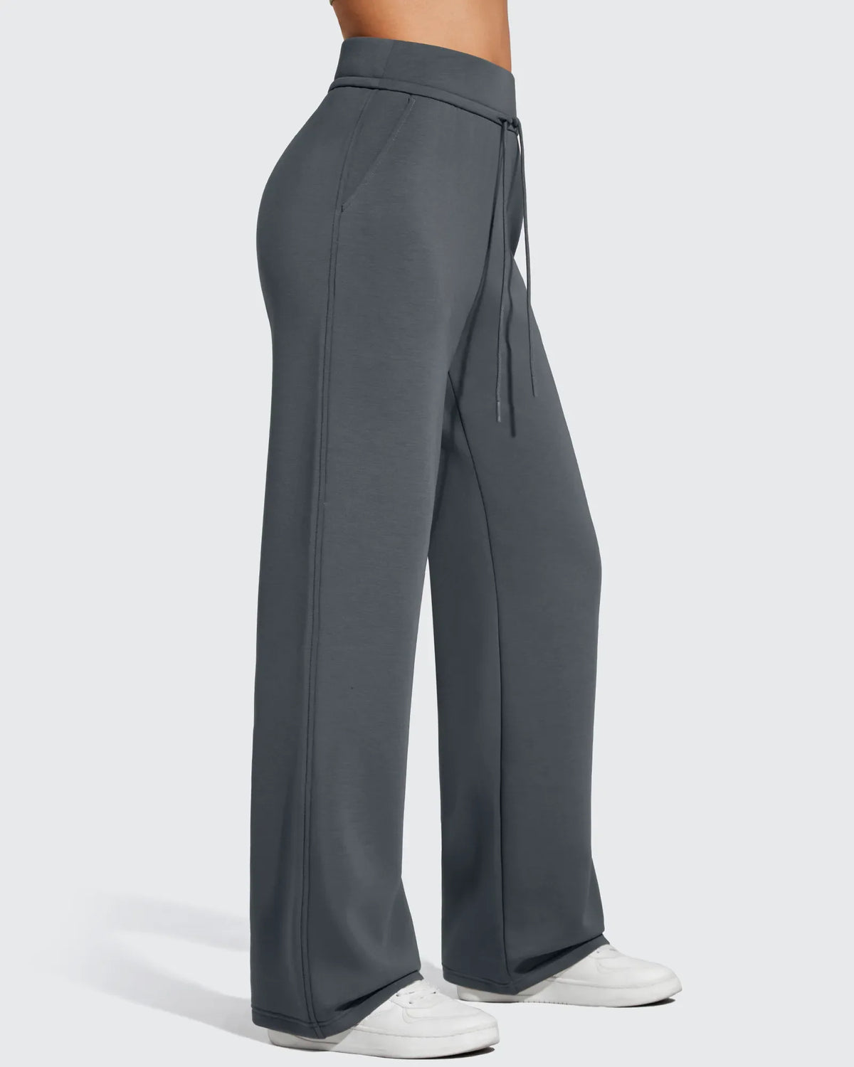 Smoofit Elastic Drawstring Fleece Lined Wide Leg Sweatpants