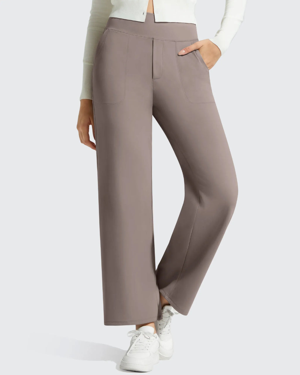 BareFeel Faux Fly Ankle Length Casual Dress Pants