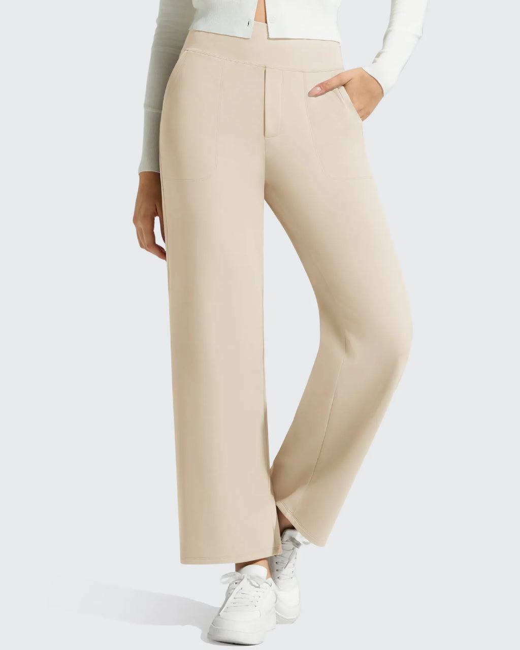 BareFeel Faux Fly Ankle Length Casual Dress Pants