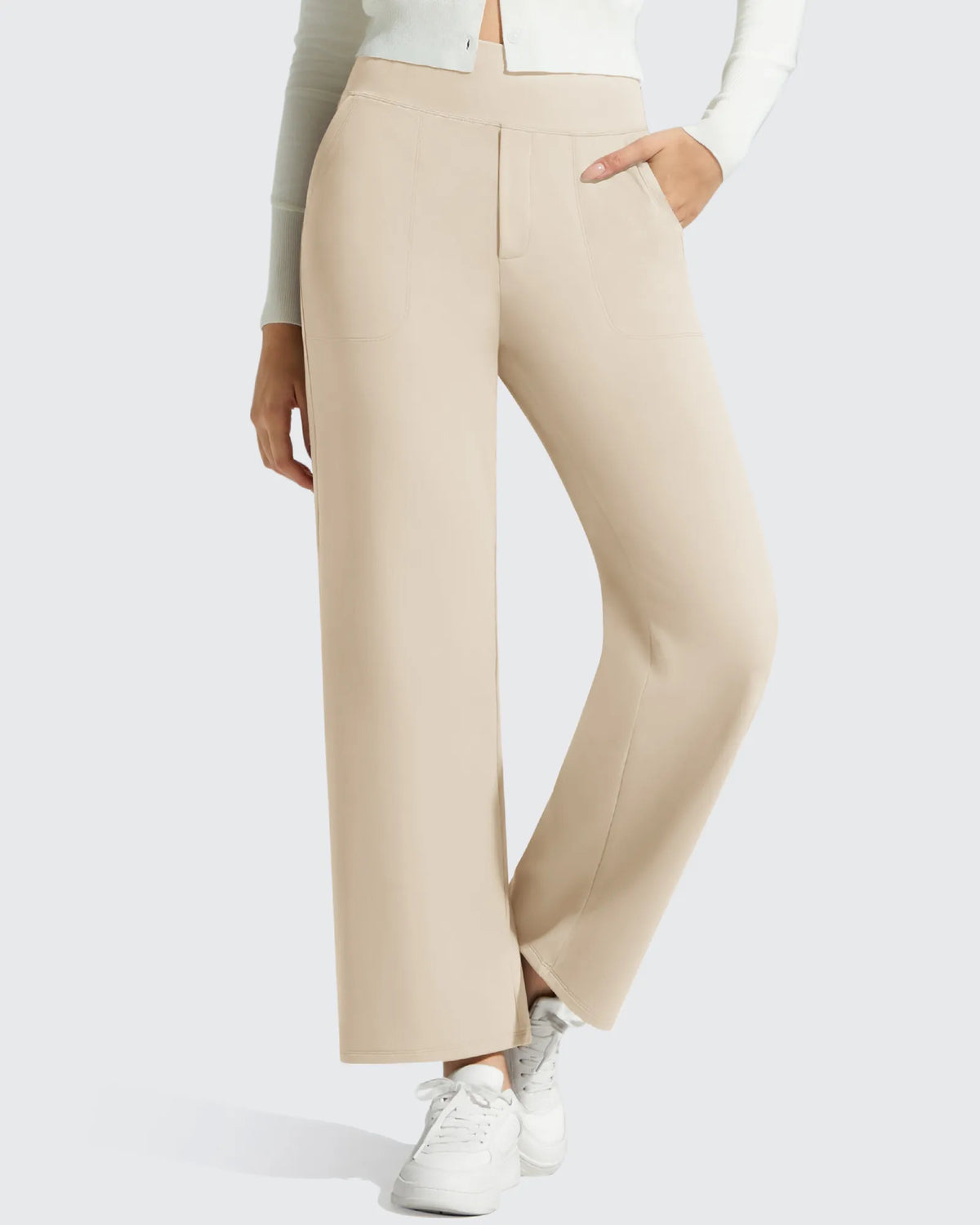 BareFeel Faux Fly Ankle Length Casual Dress Pants