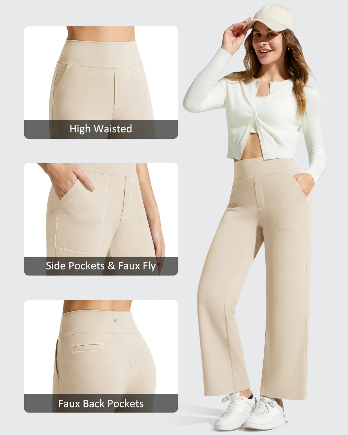 BareFeel Faux Fly Ankle Length Casual Dress Pants