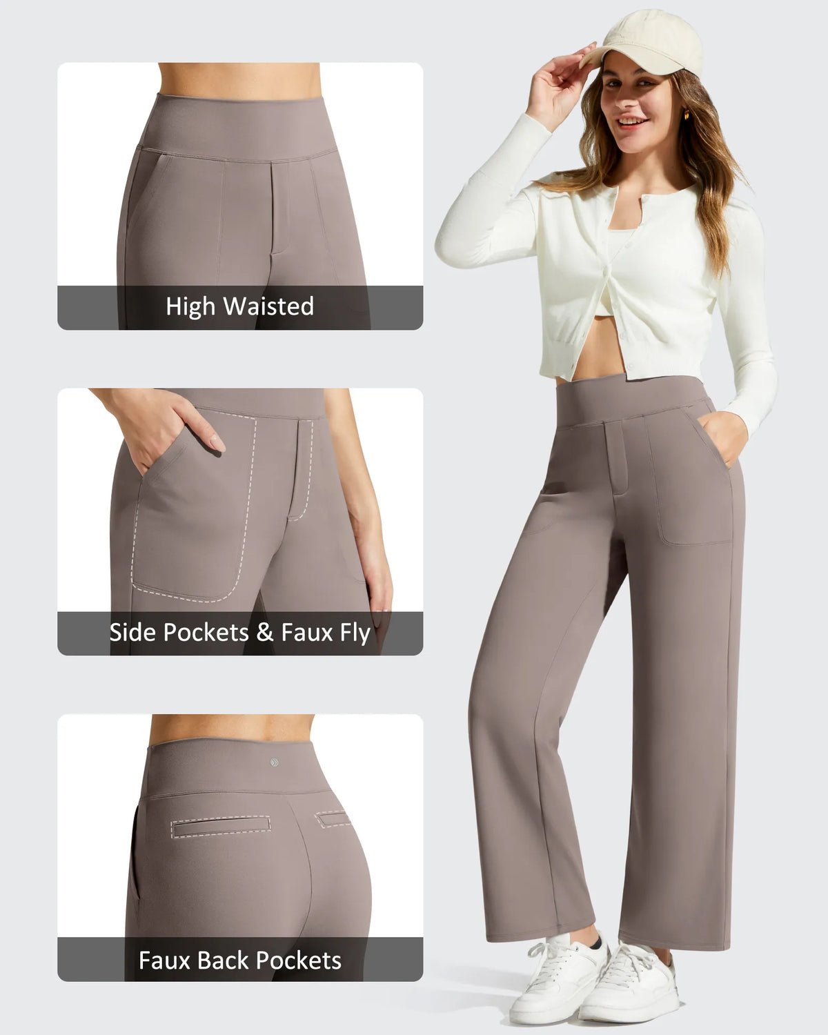 BareFeel Faux Fly Ankle Length Casual Dress Pants