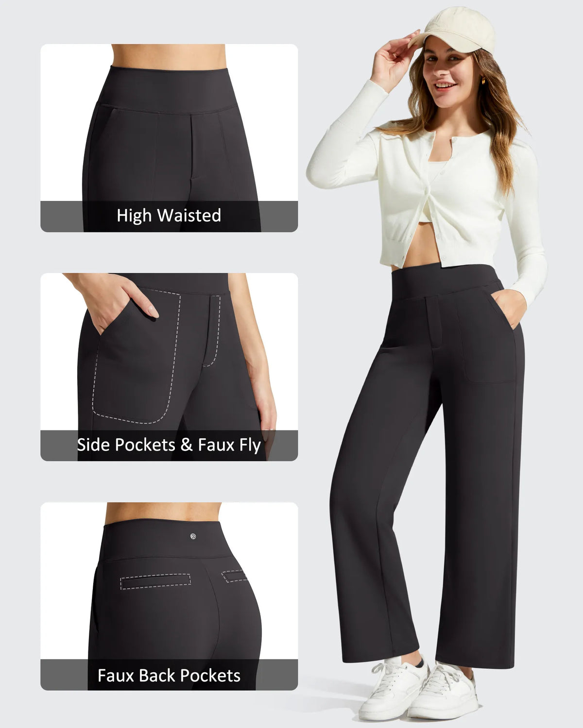BareFeel Faux Fly Ankle Length Casual Dress Pants