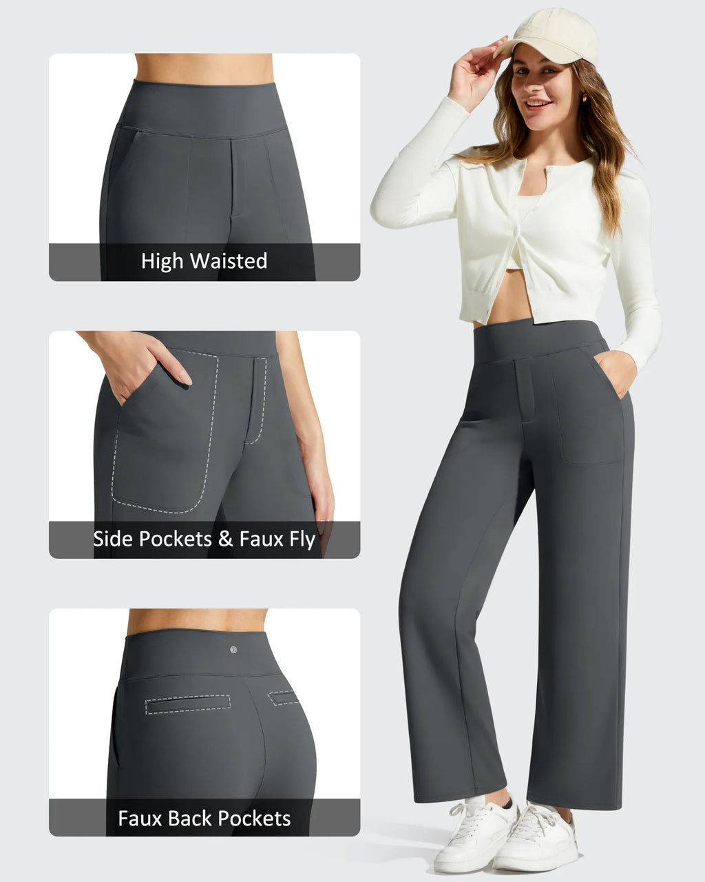 BareFeel Faux Fly Ankle Length Casual Dress Pants