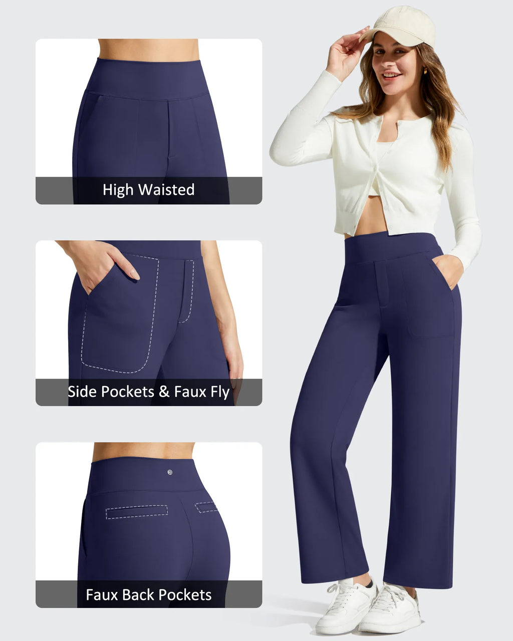 BareFeel Faux Fly Ankle Length Casual Dress Pants