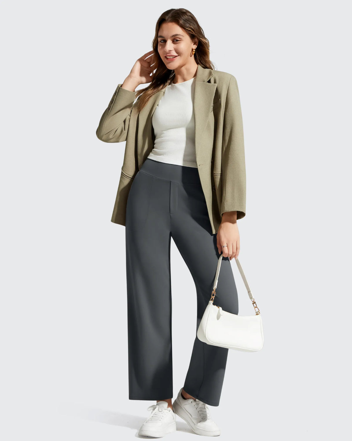 BareFeel Faux Fly Ankle Length Casual Dress Pants