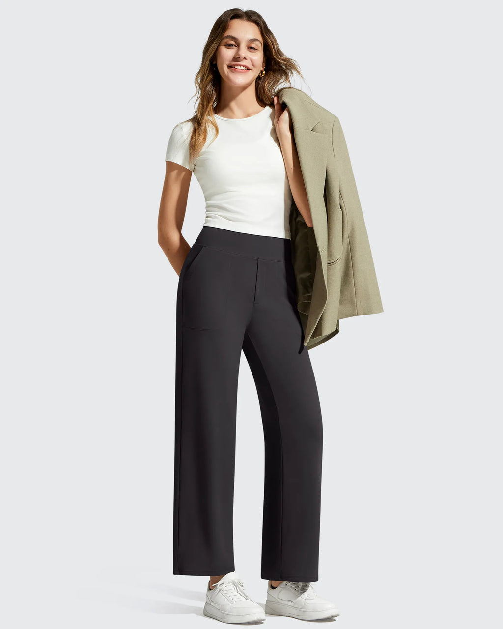 BareFeel Faux Fly Ankle Length Casual Dress Pants
