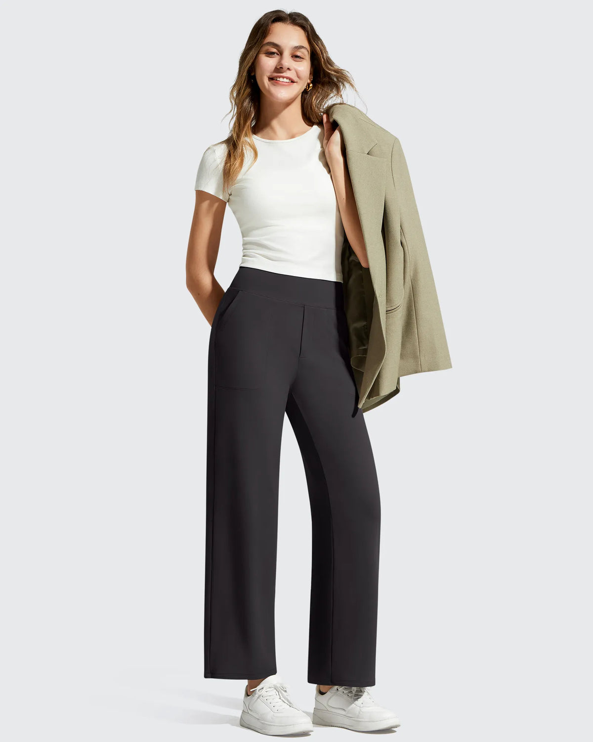 BareFeel Faux Fly Ankle Length Casual Dress Pants
