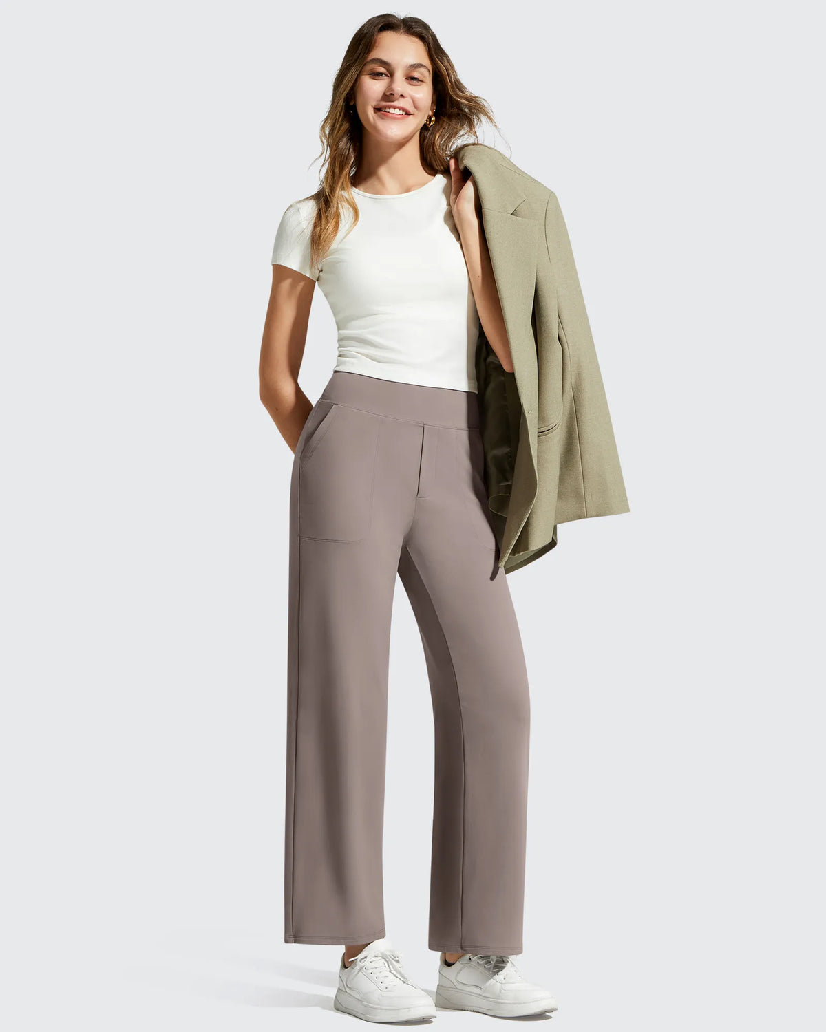 BareFeel Faux Fly Ankle Length Casual Dress Pants