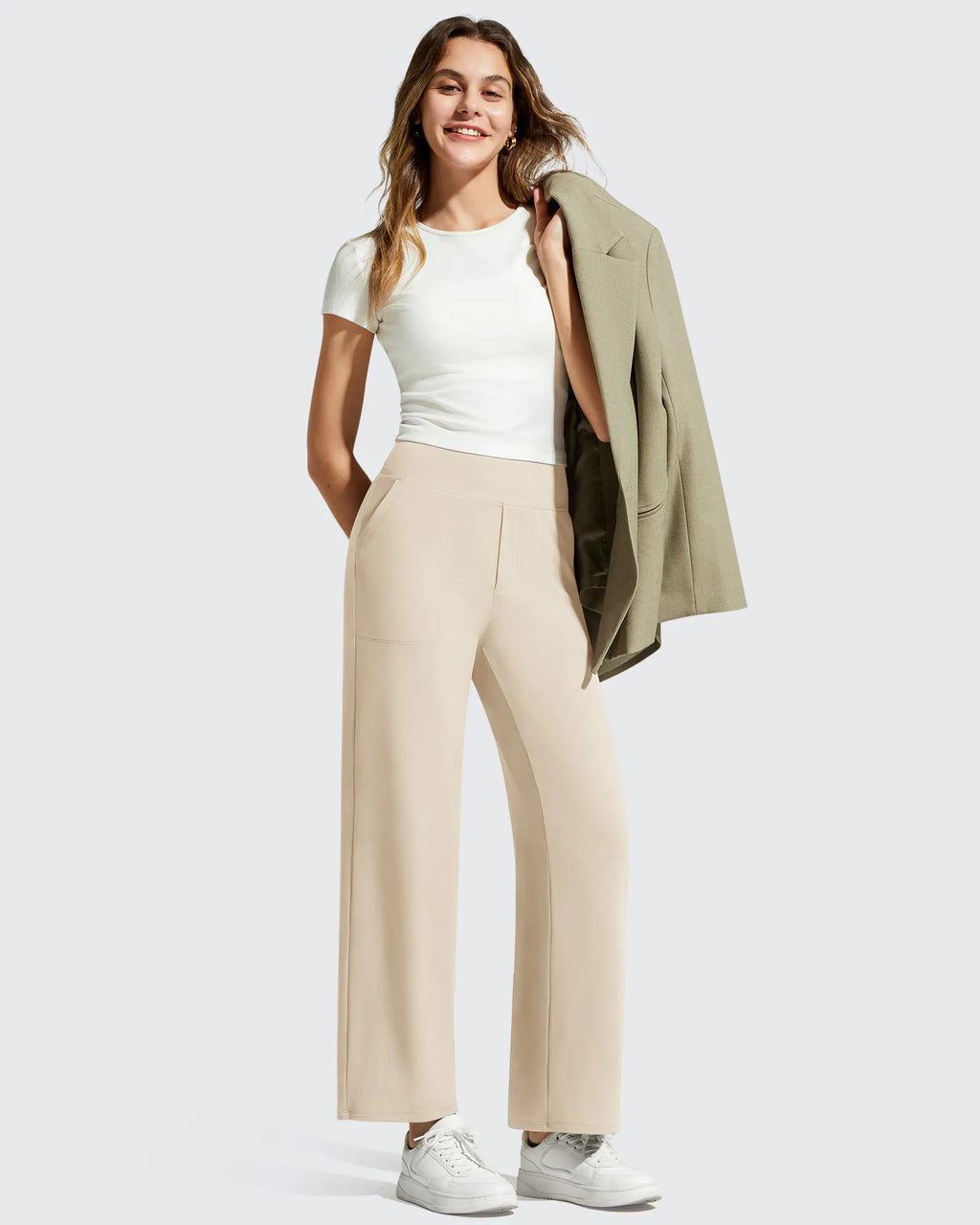 BareFeel Faux Fly Ankle Length Casual Dress Pants