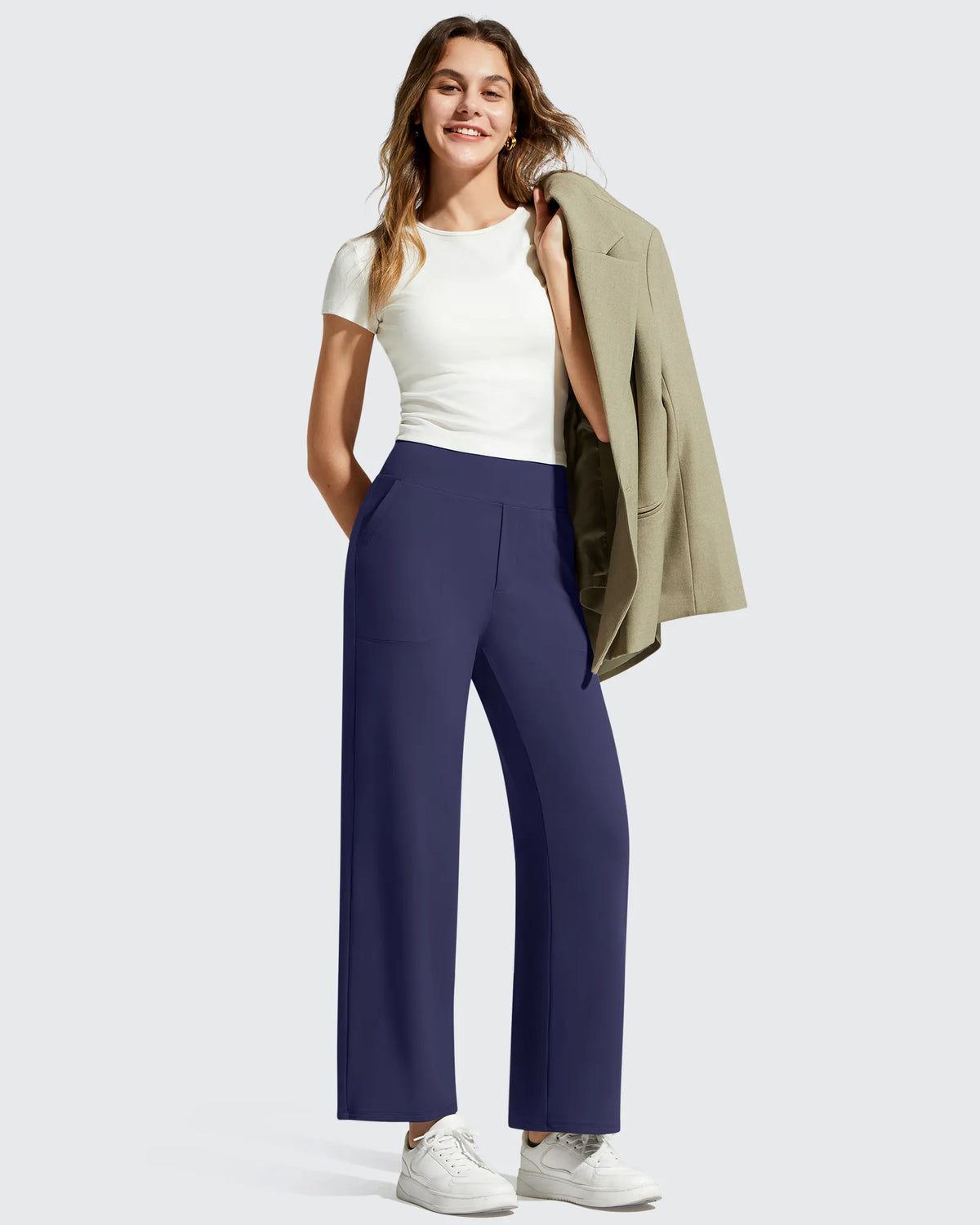 BareFeel Faux Fly Ankle Length Casual Dress Pants