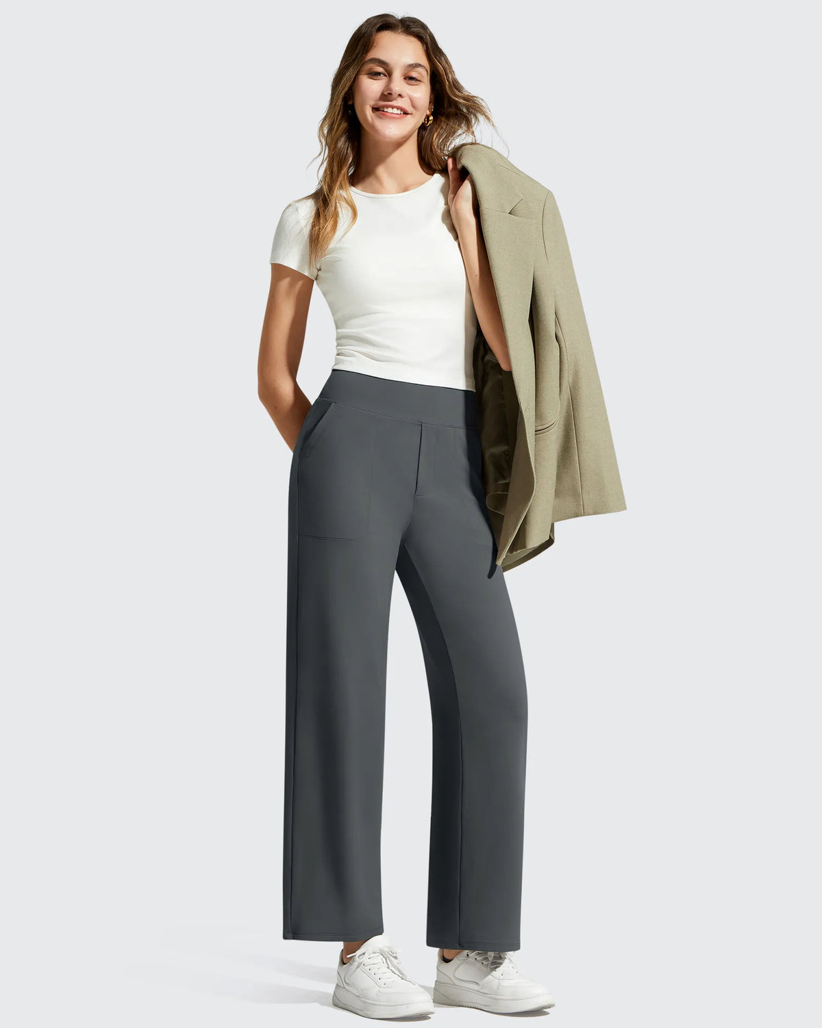 BareFeel Faux Fly Ankle Length Casual Dress Pants