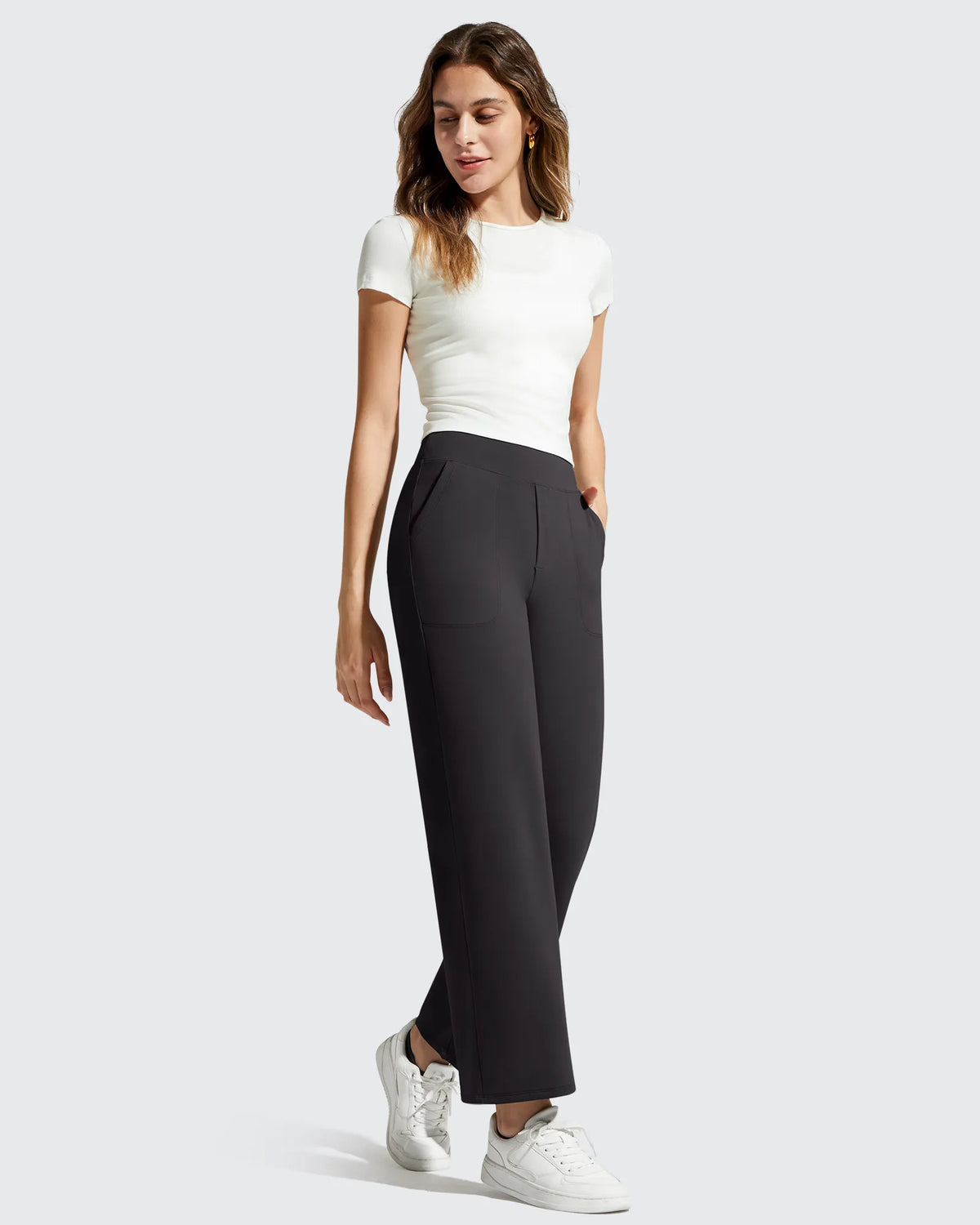 BareFeel Faux Fly Ankle Length Casual Dress Pants