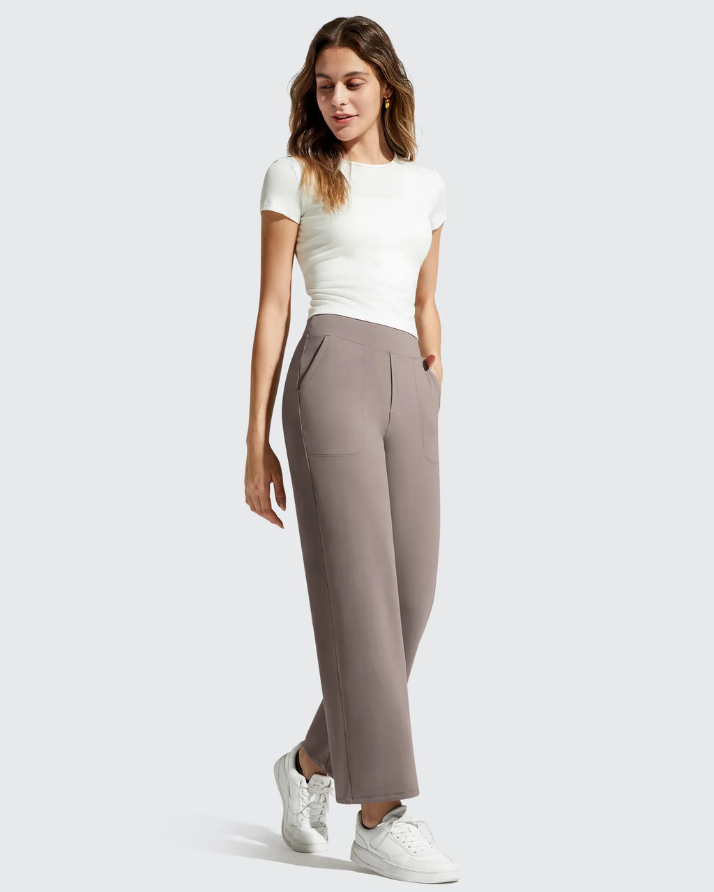BareFeel Faux Fly Ankle Length Casual Dress Pants