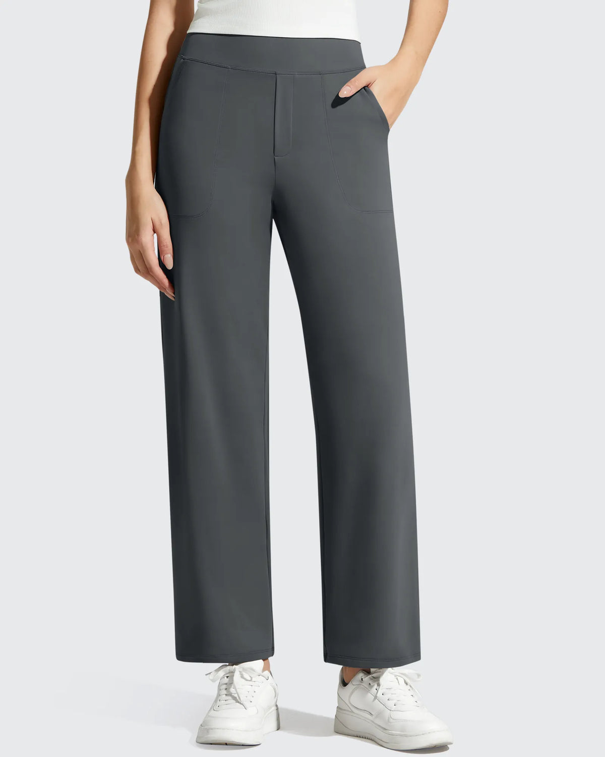 BareFeel Faux Fly Ankle Length Casual Dress Pants