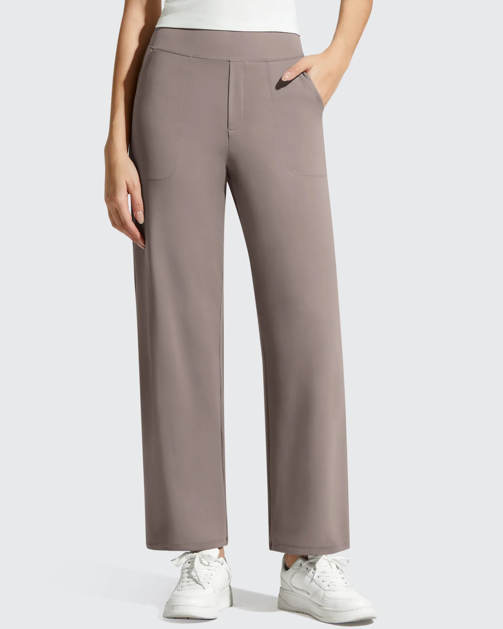 BareFeel Faux Fly Ankle Length Casual Dress Pants