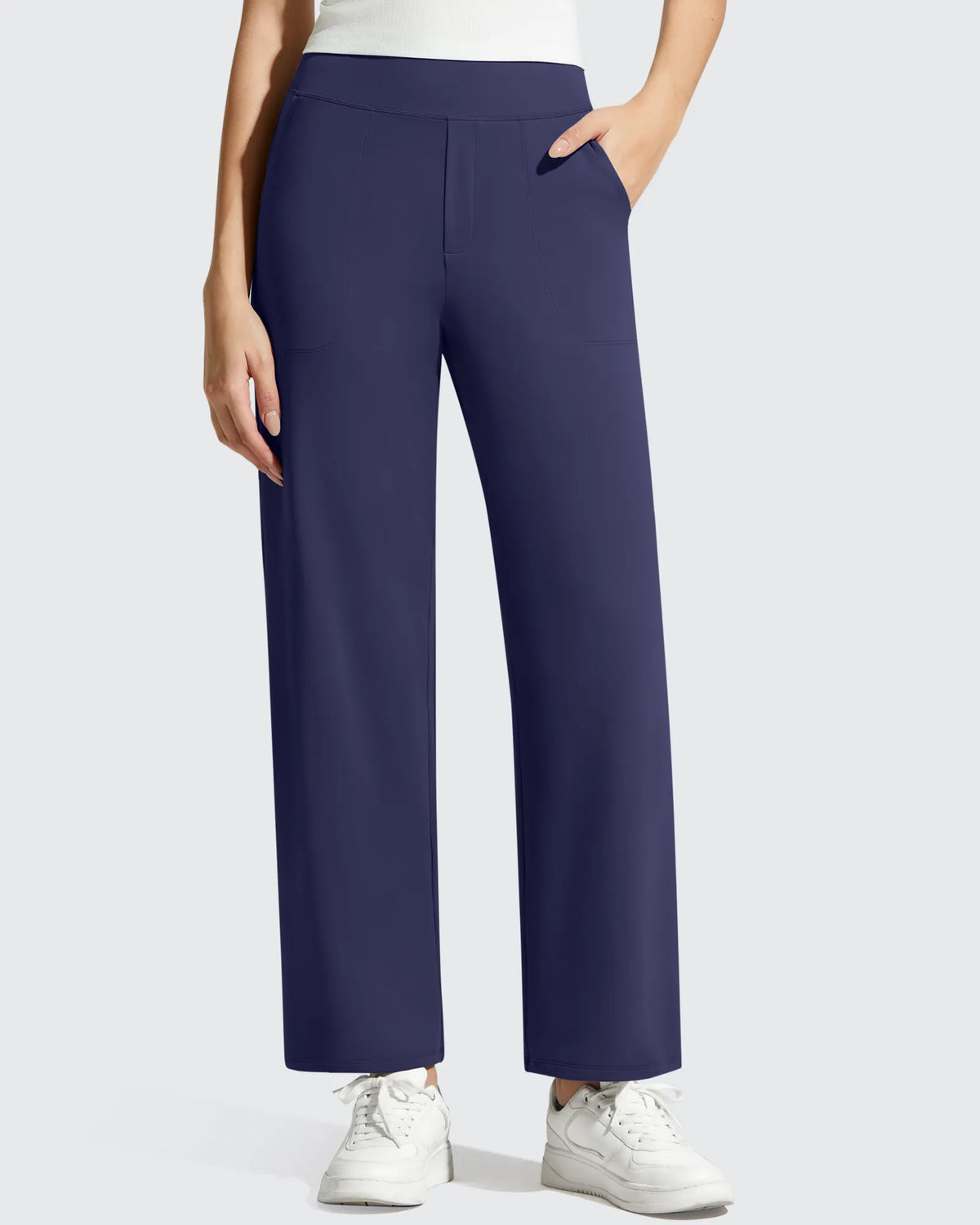 BareFeel Faux Fly Ankle Length Casual Dress Pants