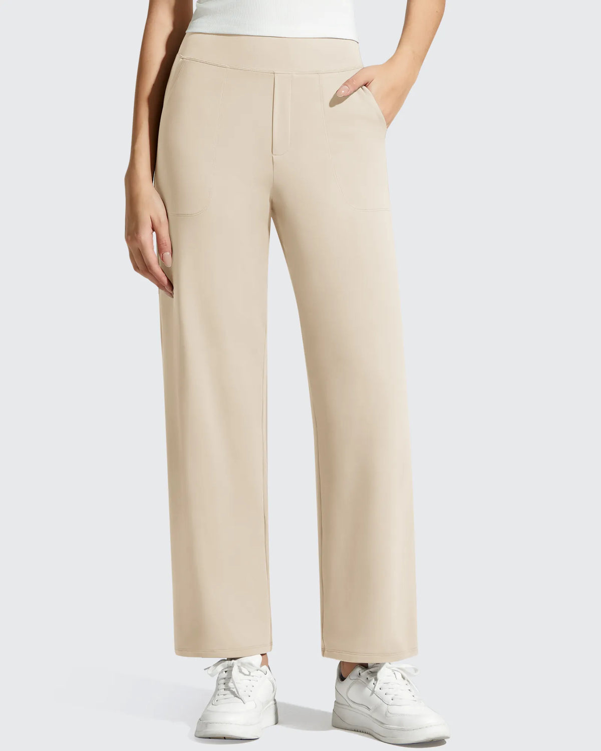 BareFeel Faux Fly Ankle Length Casual Dress Pants