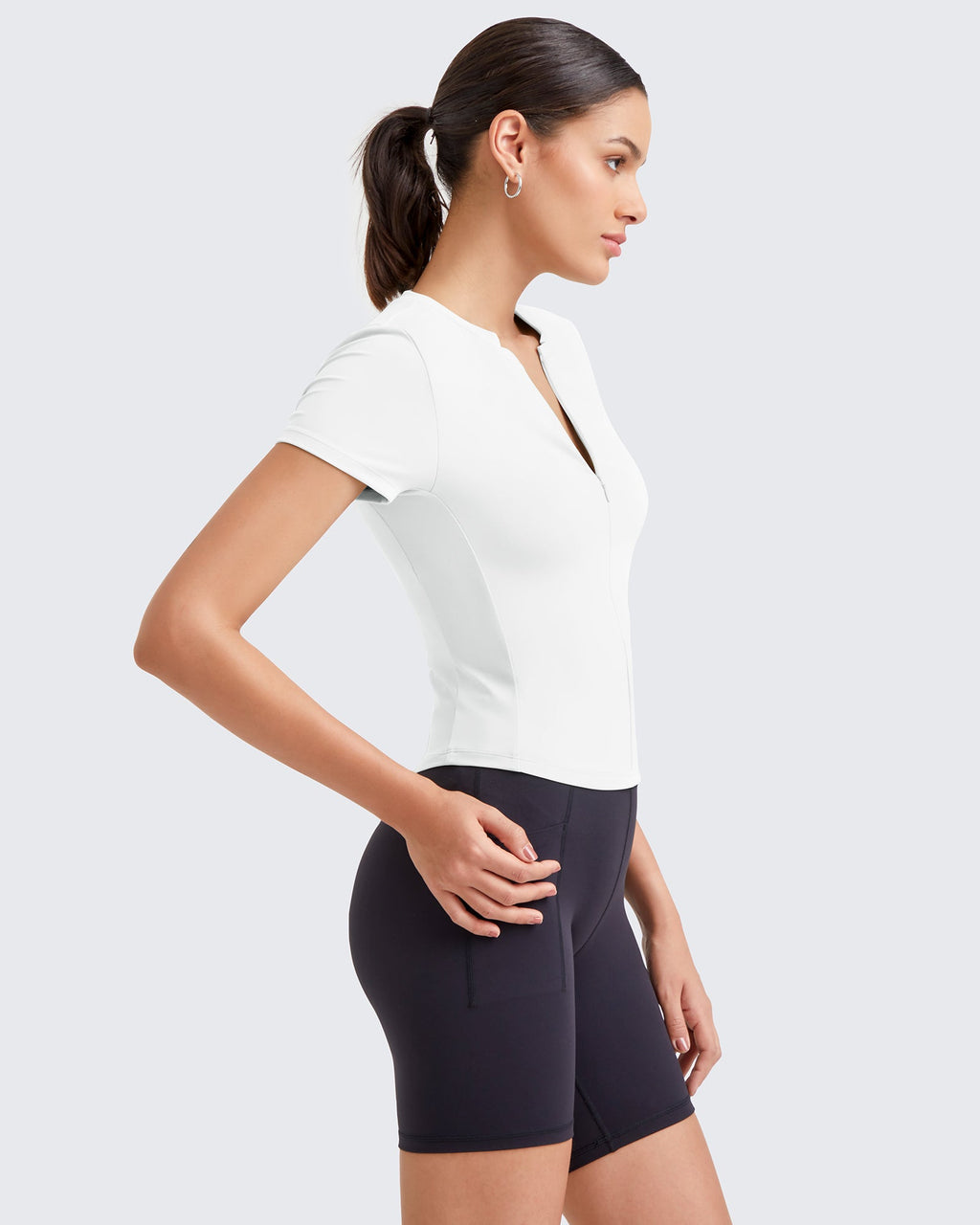 Loose Business Casual Pants + BareFeel Half Zip Slim Fit Tops