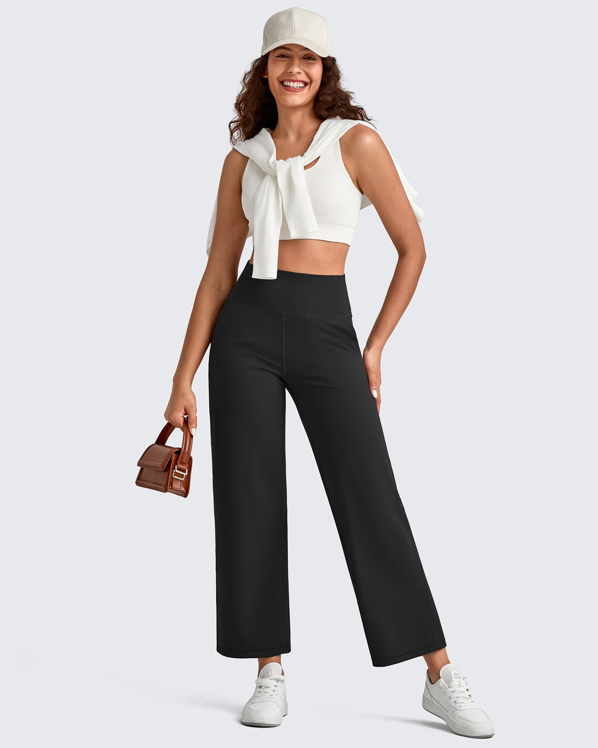 BareFeel High Waist Wide Leg Ankle Length Pants